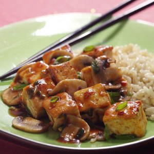 Tofu frit aux champignons